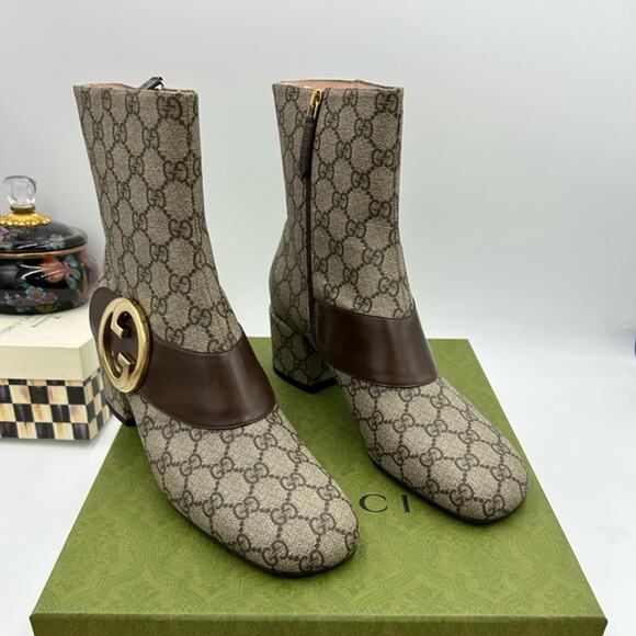 Women's Gucci, Blondie GG supreme ankle boots with block heel size 42 Italy - Picture 1 of 16
